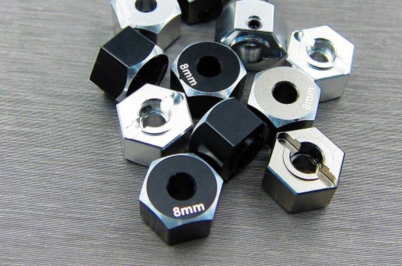 SAMIX Alum. Hex Adapter (8mm) schwarz für Axial SCX10-2 SCX2-6063-8
