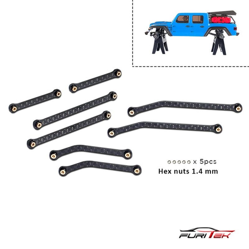FURITEK Carbon High Clearance Links Set for SCX24 Gladiator Links - Rock Crawler FUR-2105