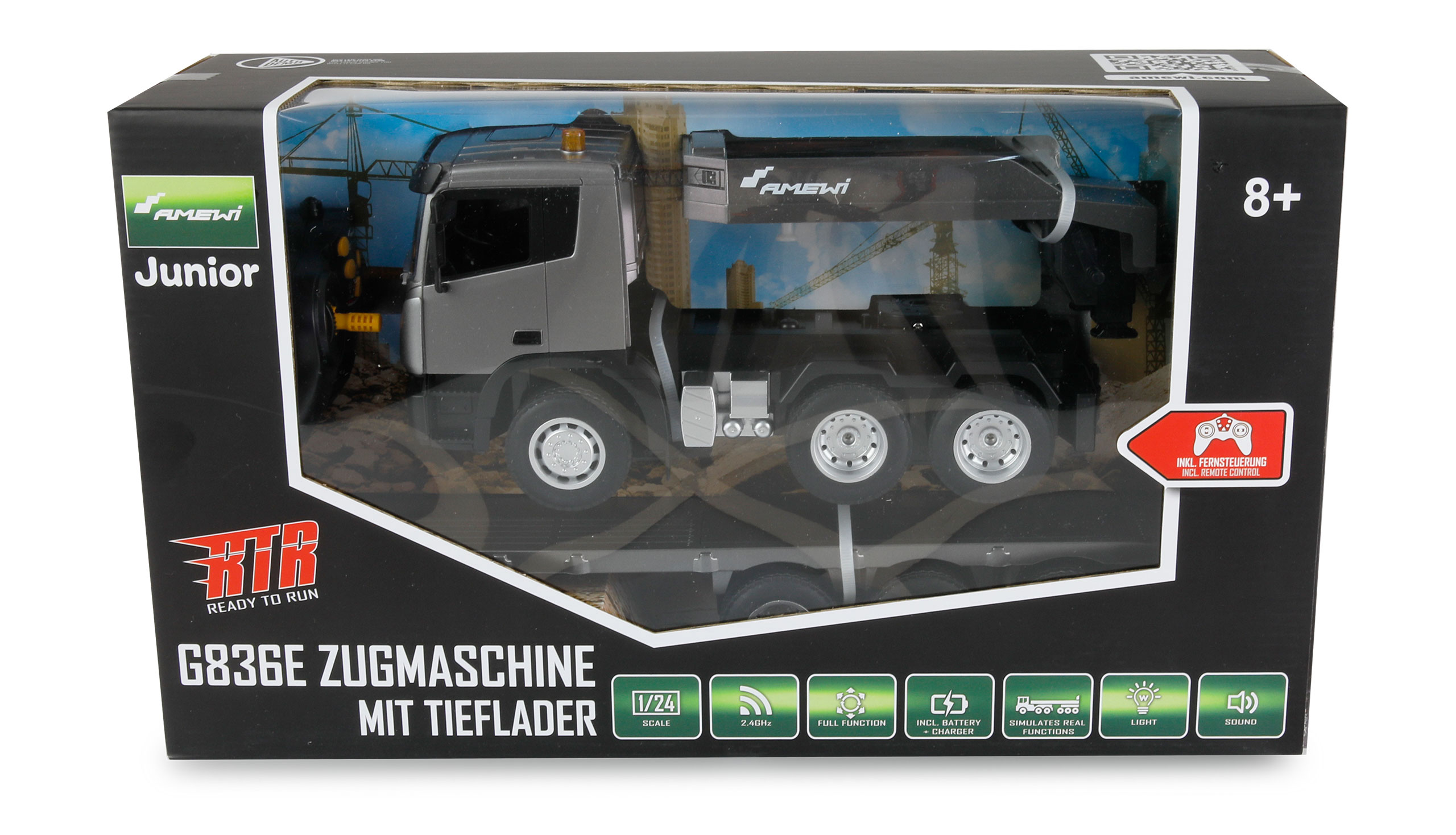 Amewi G836E Zugmaschine mit Tieflader 1:24 RTR 22674