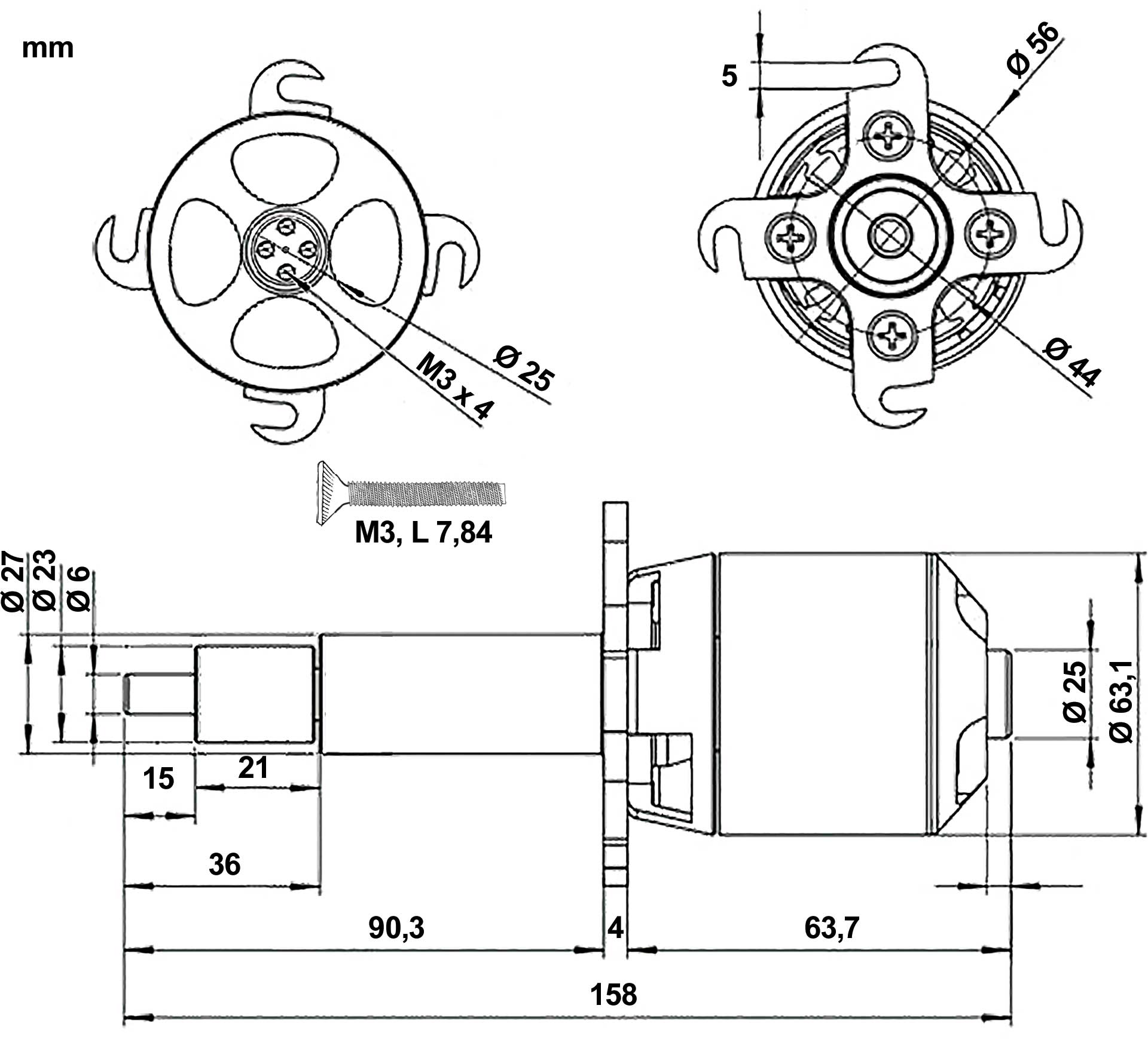 Robbe RO-POWER TORQUE LS 6330/15 Brushless Motor 280 K/V 5836