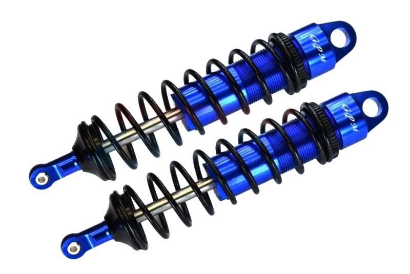 GPM Alum. 6061-T6 Dämpfer 143mm, 6mm Dämpferstange hi. blau Traxxas Sledge