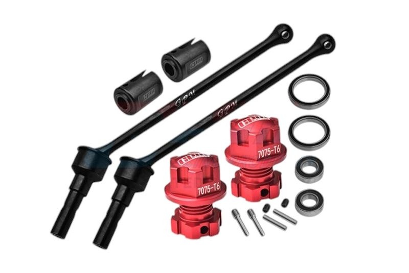 GPM Antriebswellen WIDE mit Radmitnehmer & Muttern rot TRX MAXX (1 Paar v/h) TXMW110F/RSNR