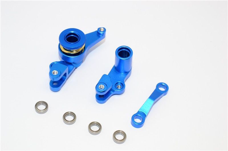 GPM Alu Lenkungs-Set eloxiert mit Kugellager blau Traxxas Slash, Stampede, Rustler, Hoss, Rally 4x4
