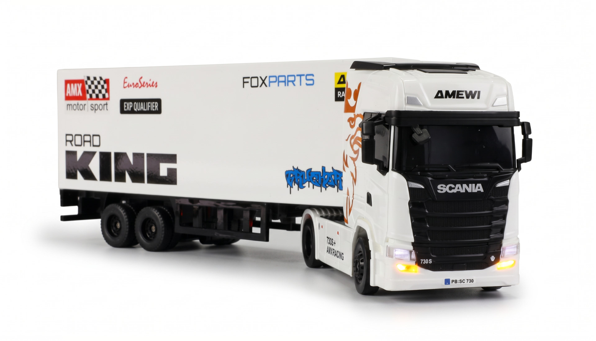 Amewi Scania 730 S Mini LKW mit Kofferauflieger proportional 4WD 1:64 RTR weiß - Abbildung 8
