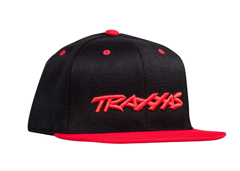 Traxxas Trucker Cap schwarz/Logo rot, flacher Schirm  1183-BLR