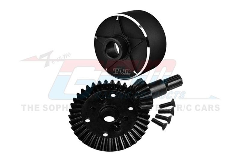 GPM Carbon-Stahl Tellerrad 37Z/Ritzel 13Z mit Alu-Diffgehäuse ARRMA 4x4 3+4S MAG1200SBK
