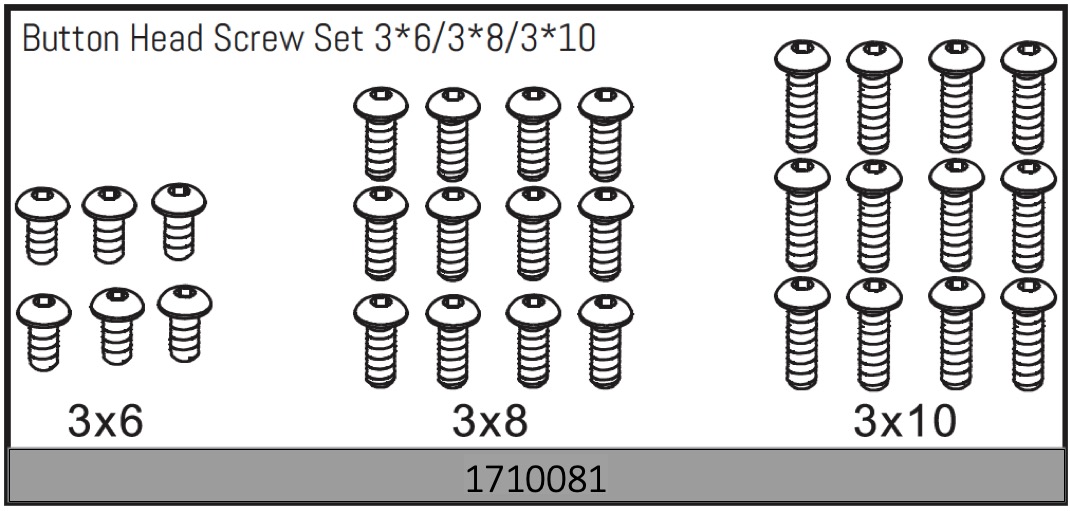 Absima Kopfschraubenset 3*6/3*8/3*10 1710081