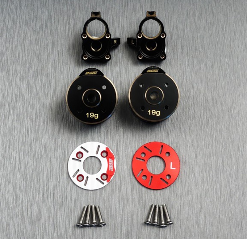 SAMIX Lenkhebel schwer Messing (1Set) mit Bremsscheiben & Zangen für FMS FCX24 FCX24-4412C3