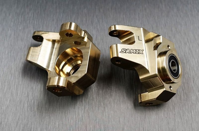 SAMIX SCX-6 brass heavy steering knuckle (gold color total 523g) für SCX-6 SCX6-4412G
