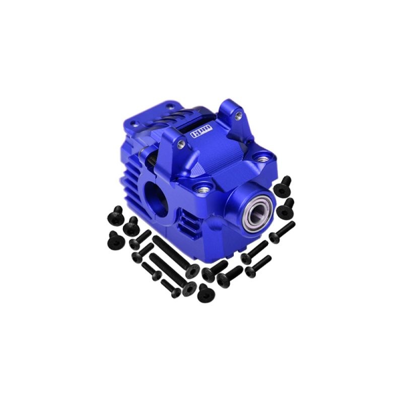 GPM Aluminium Getriebebox vorne blau TRX Rustler, Slash, Hoss, XO-01 4x4 RUS4012NB