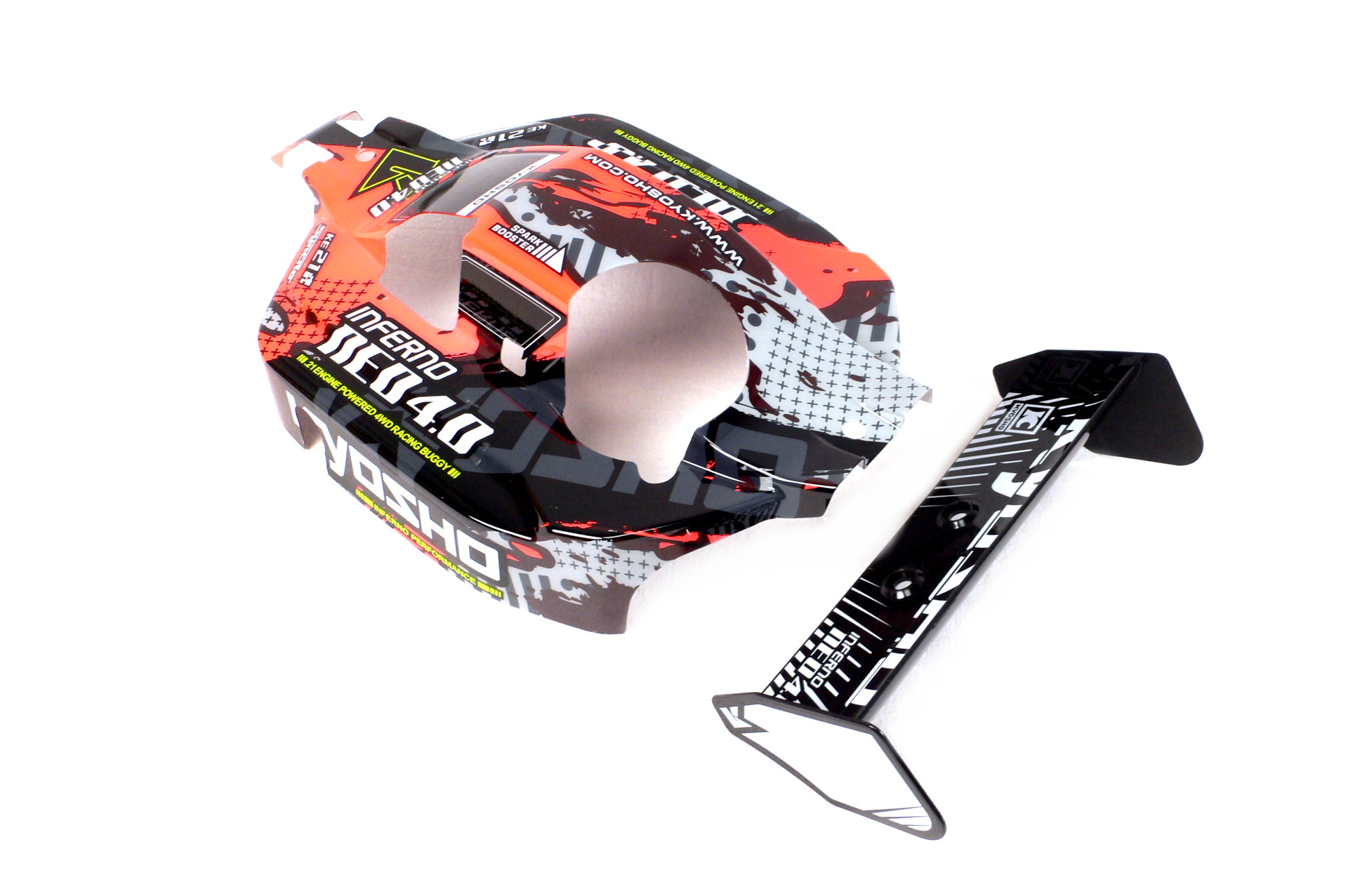 Kyosho Inferno Neo 4.0 Buggy Karosserie rot lackiert incl. Heckflügel - Abbildung 2