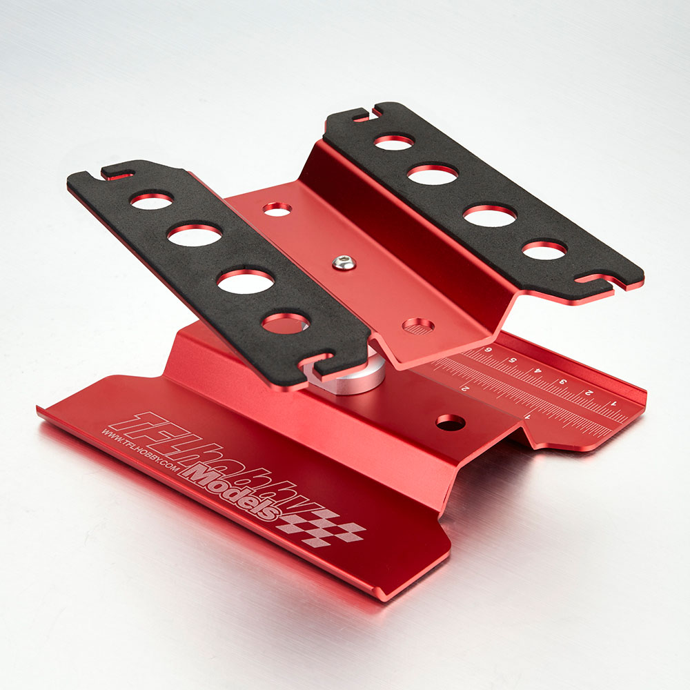 TC1505-R Auto Montagestand 1/10 drehbar rot eloxiert