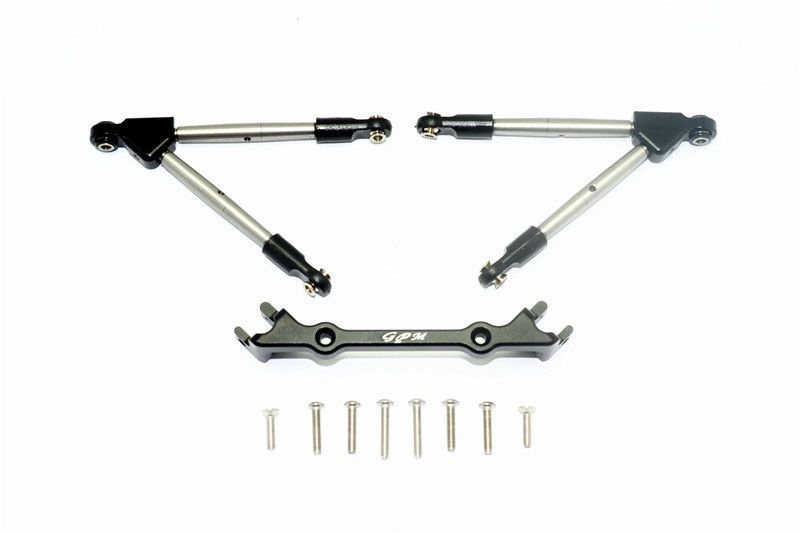 GPM Alum. Querlenker Verstärkung oben vorne schwarz für C-Hub Traxxas Rustler 4x4