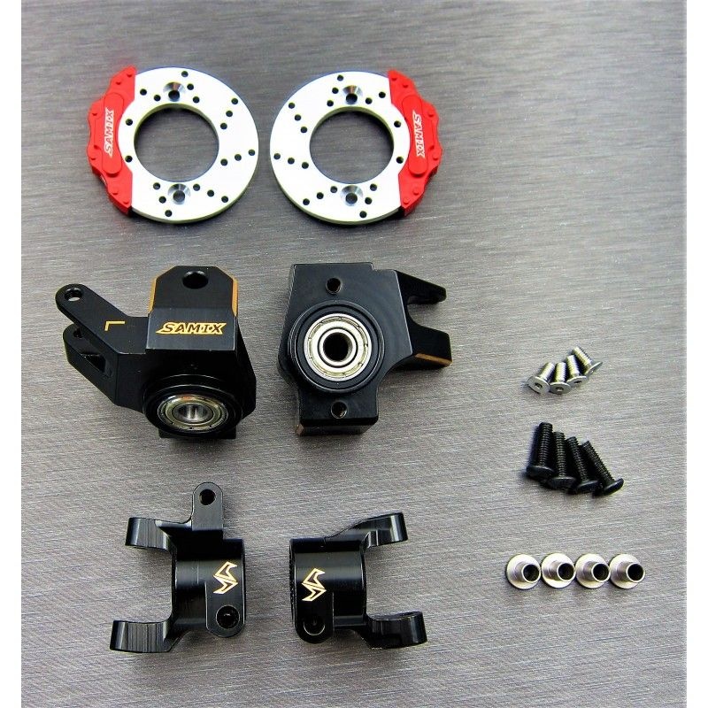 SAMIX Messing Lenkhebel & Radträger verstärkt schwarz für Axial SCX10-2 SCX2-4412C3