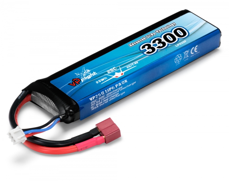 Vapex LiPo Akku 2S 7,4V 3300mAh 25C T-Stecker LP032FD
