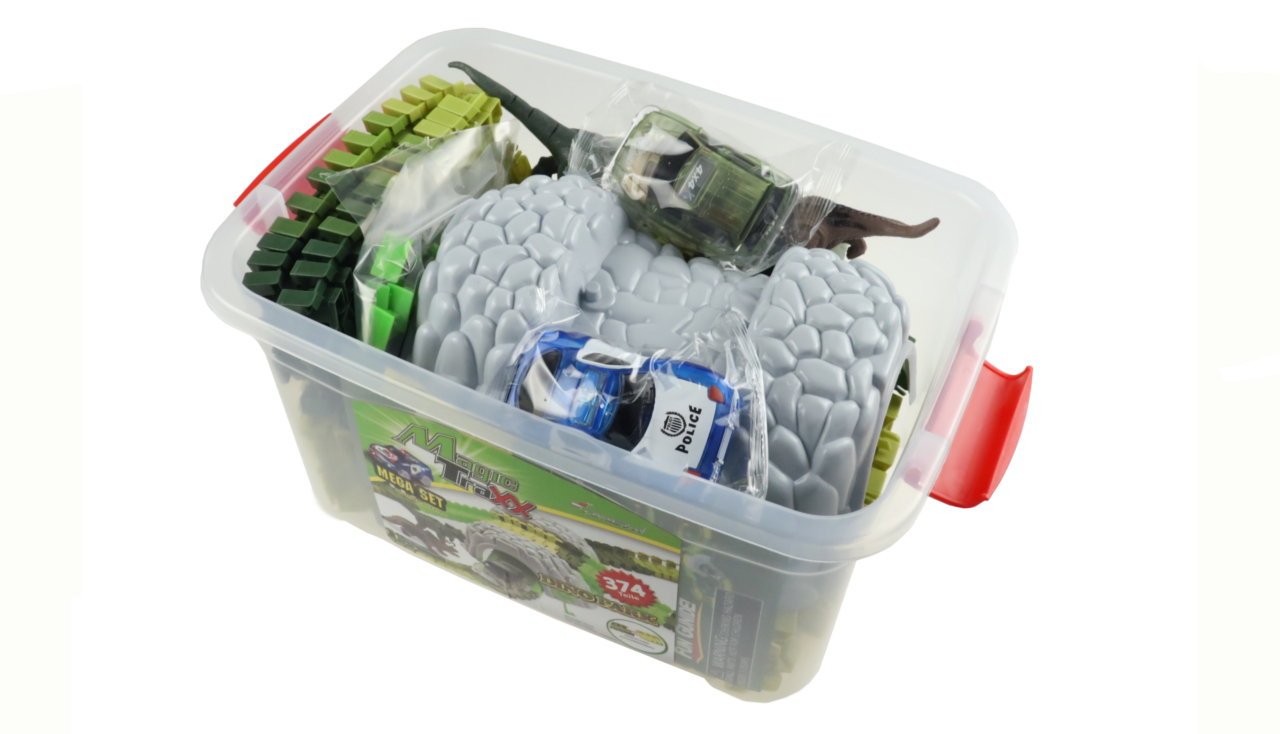 Amewi Magic Traxx Dino-Park mit Tunnel 374-teilig,Mega Set 100651