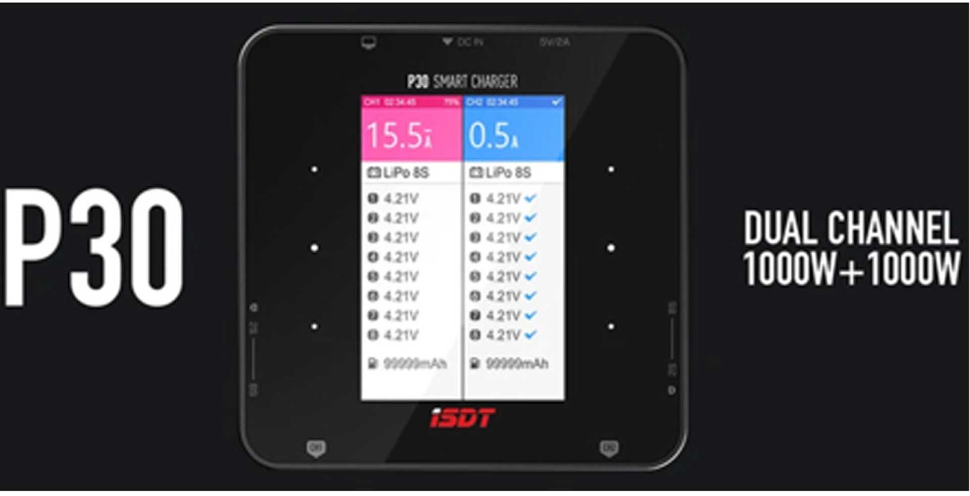 ISDT P30 DUAL CHANNEL 1000+1000W SMART CHARGE MIT BLUETOOTH ANBINDUNG Ladegerät P30