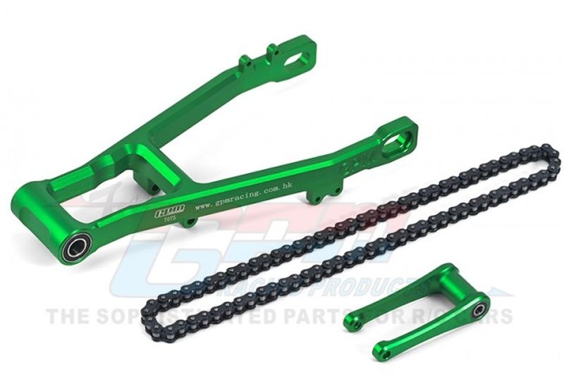GPM ALU 7075 EXTEND SWING ARM(+30MM)+PULL ROD+CHAIN 1/4 PROMOTO-MX MOTORCYCLE RTR grün MX3057G