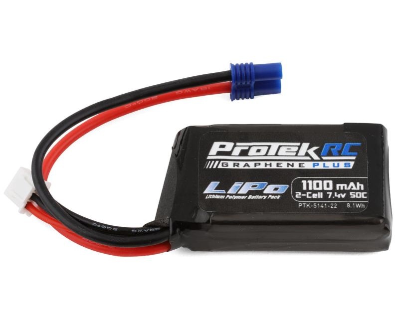 ProTek RC 2S 50C Losi Mini T/B & JRX2 LiPo Batterie mit EC2 Stecker (7.4V, 1100mAh, 58x32x20mm, 68g)