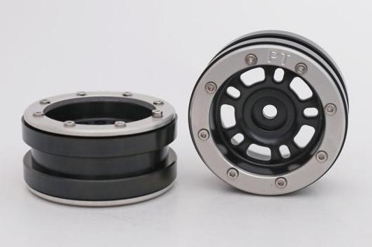 Metsafil Beadlock Wheels PT- Distractor Schwarz/Silber 1.9 (2 St.)  MT0040BS