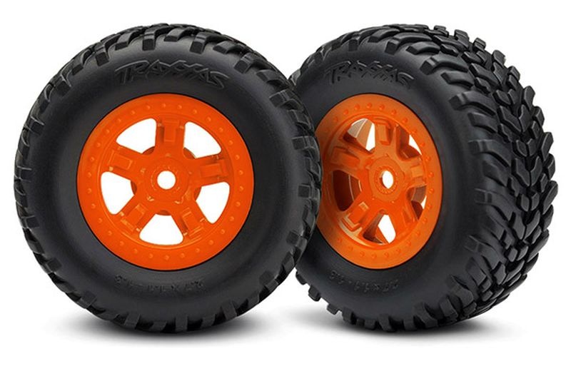 Traxxas Reifen auf Felge (SCT orange 1 Paar re/li) 7674A