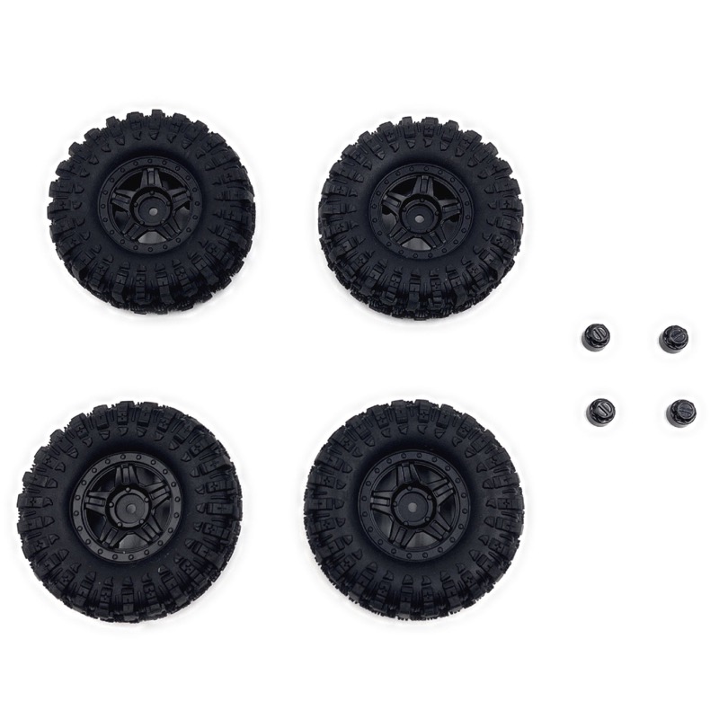 Hobby Plus 1.2inch Deep Star Wheel 68mm Mudder-XL Tire Set ( Black ) 240506