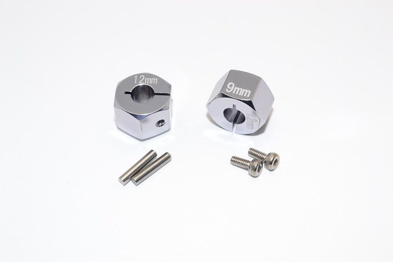 GPM Alu Hex Adapter 12x9mm silber Tamiya TT02B