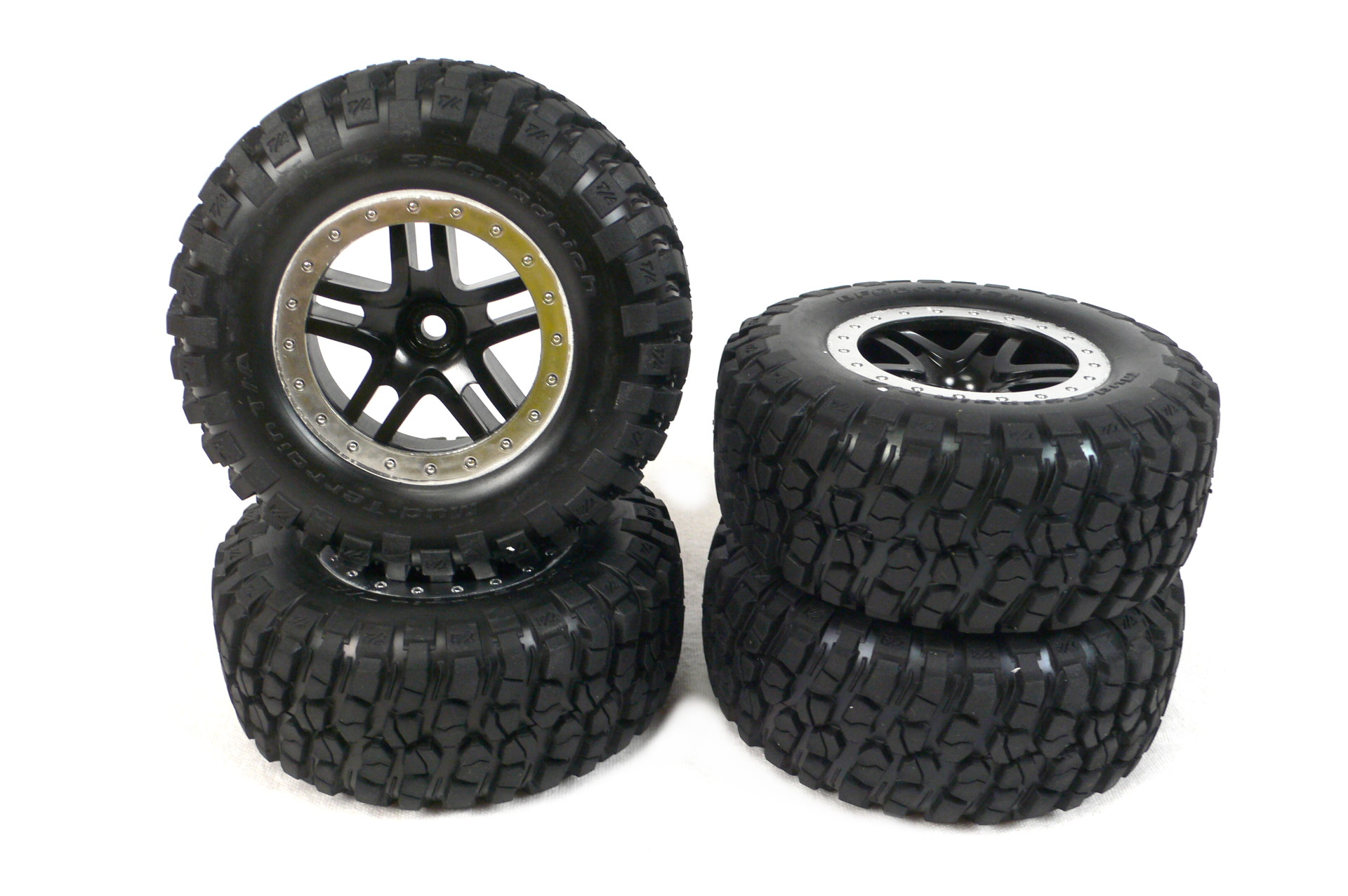 Traxxas Slash VXL 4x4 1:10 Short Course Truck Räder SCT Reifen Felgen (4) Black/Silver