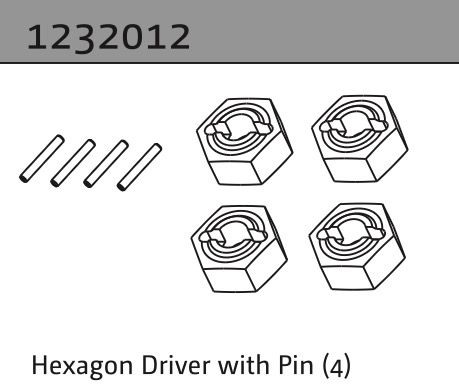 Absima Sechskantmitnehmer mit Pin (4) 1232012