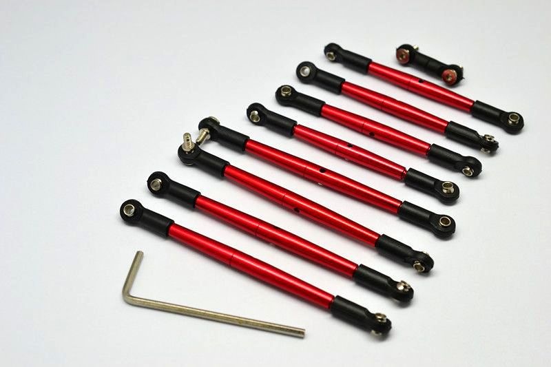 GPM Alu Spurstangen eloxiert mit Kugelpfannen rot (9 Stk.) Traxxas 1/16 E-Revo