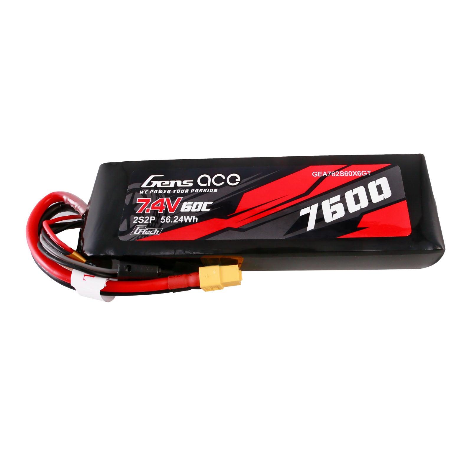 Gens Ace G-Tech 7600mAh 7.4V 60C 2S2P Lipo Akku PC material case mit XT60 Stecker GEA762S60X6GT