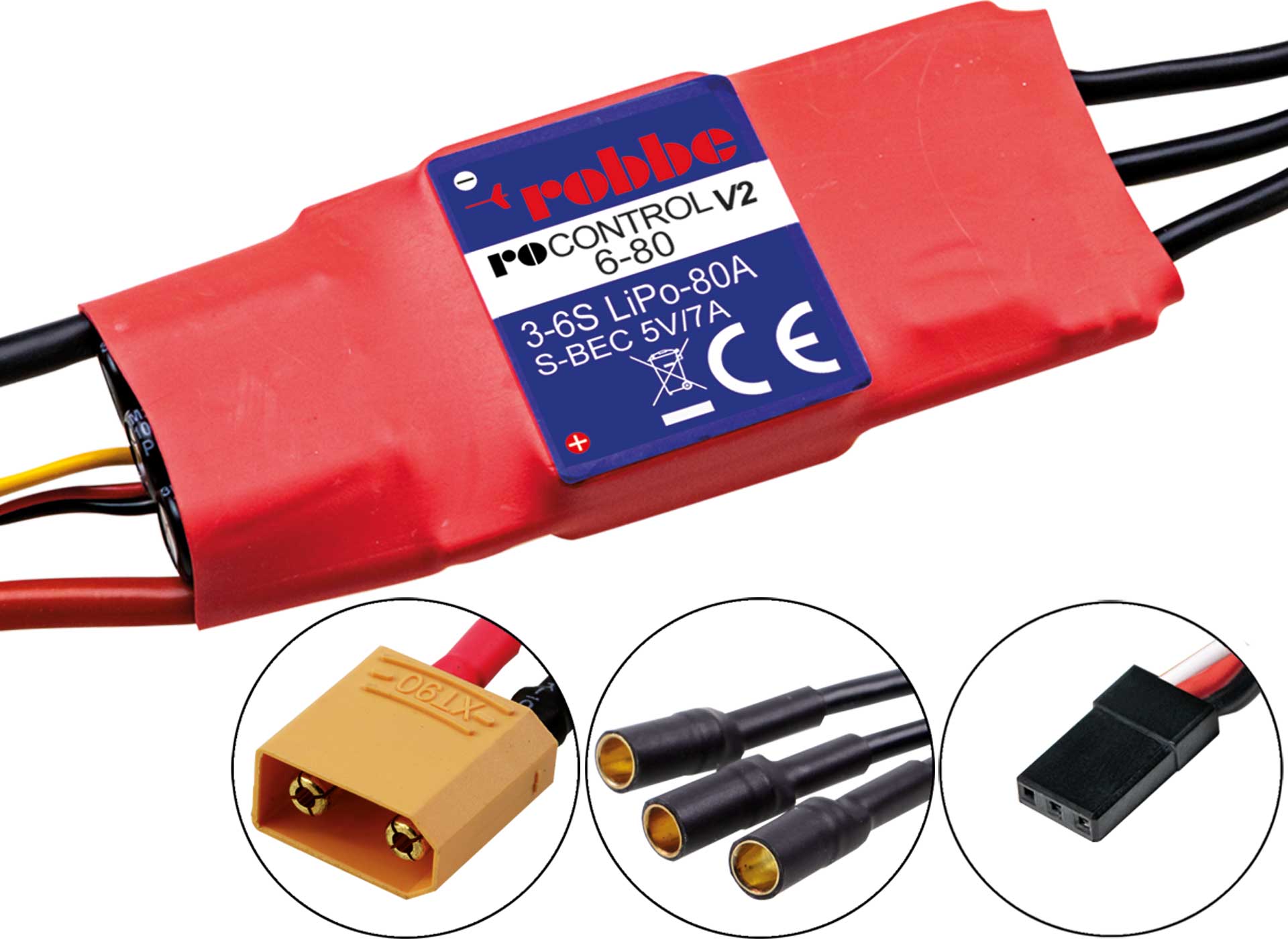 Robbe RO-CONTROL 6-80 V2 3-6S -80(100A) 5V/7A SWITCH BEC Regler 8736