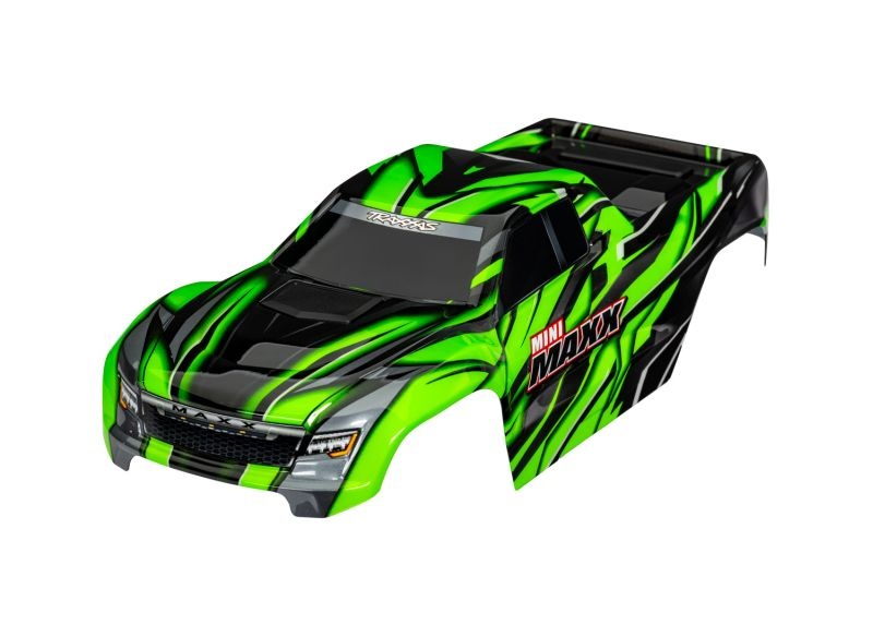 Traxxas Karosserie grün mit Aufkleber & Clipless Mini-Maxx 10711-GRN