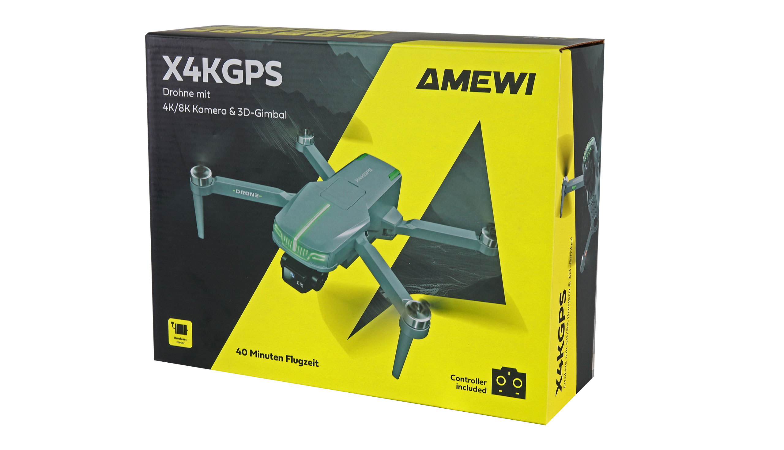 Amewi AMXFlight X4KGPS Brushless-Drohne mit 3D-Gimbal & 4K Kamera inkl. 2 Akkus 25364
