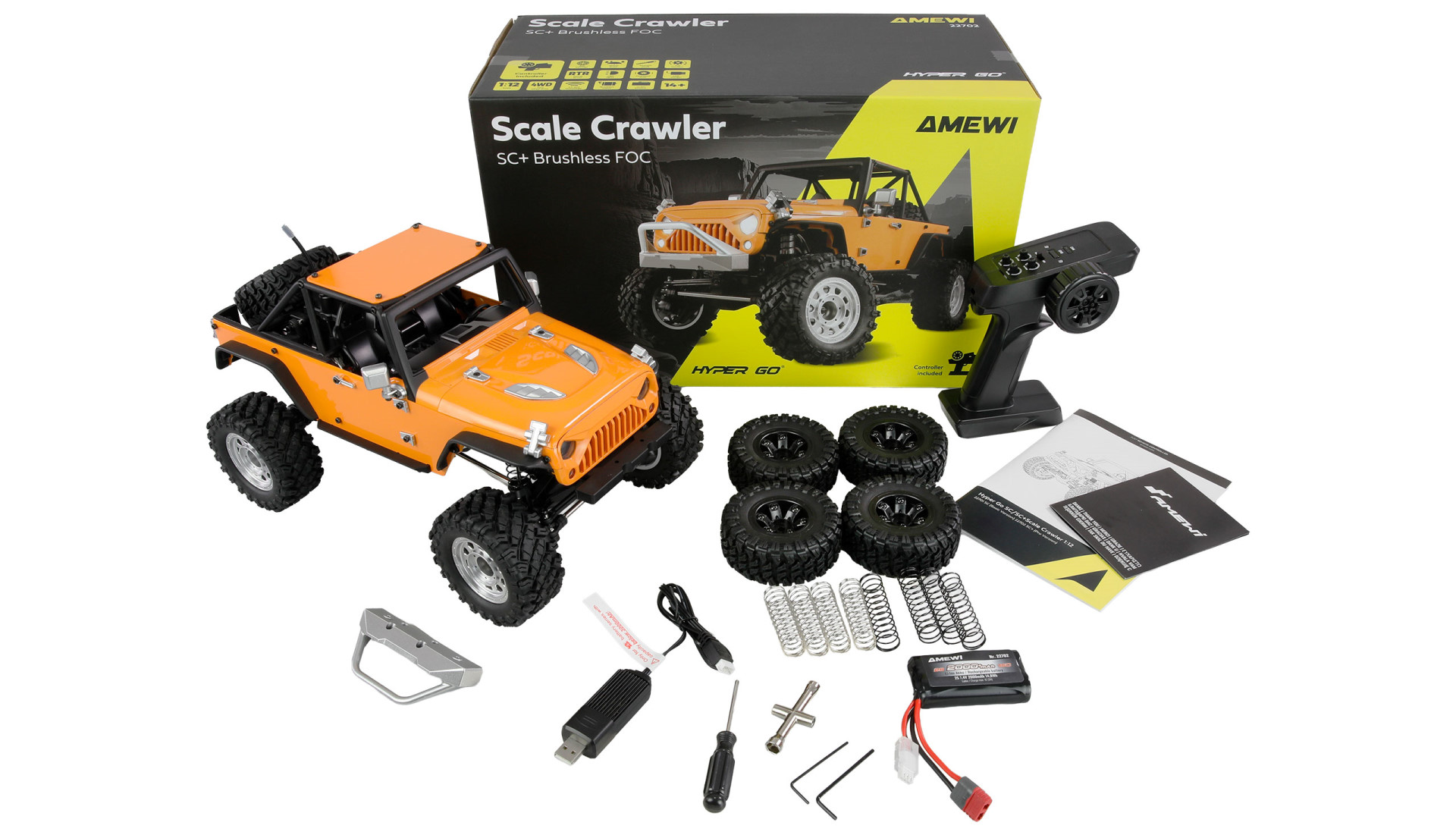 MJX Hyper GO 1/12 SC+ Scale Crawler Brushless FOC 1:12 RTR gelb 22702 - Abbildung 10