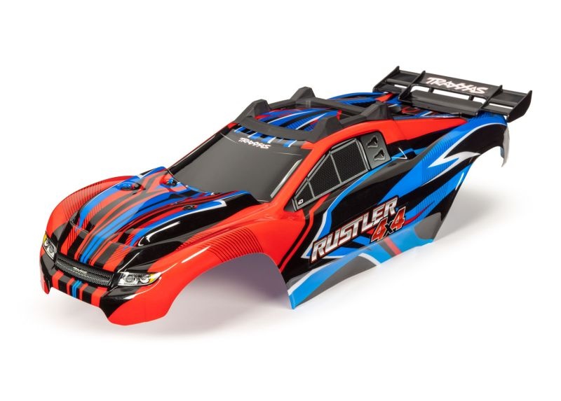 Traxxas Karo Rustler 4X4 rot/blau, kpl. lackiert 6734R