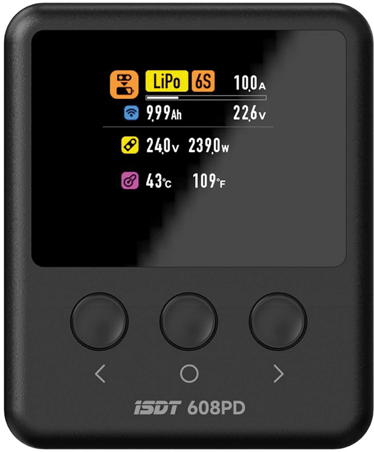 ISDT 608PD Smart Charger DC 240W/10A USB C 140W/5A 1-6S Lipo 608PD