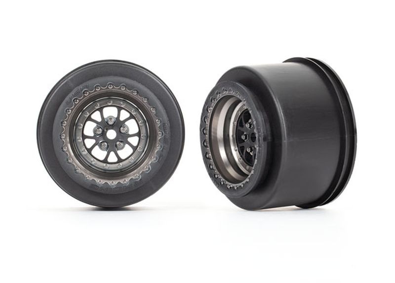 Traxxas Felgen satin schwarz chrom hinten (2) 9473A - Abbildung 1