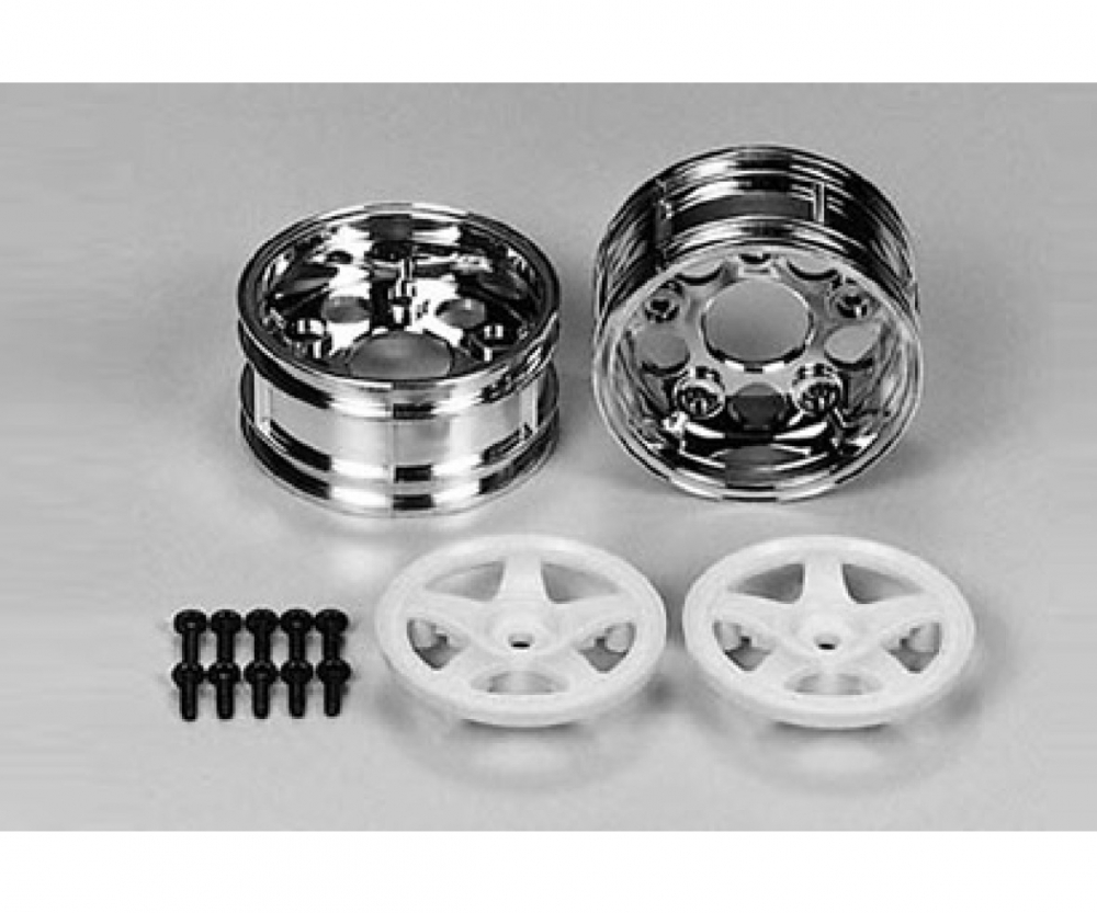 Tamiya 50672 1:10 Felgen (2) Chrom/weiß 2-teilig 26mm 300050672