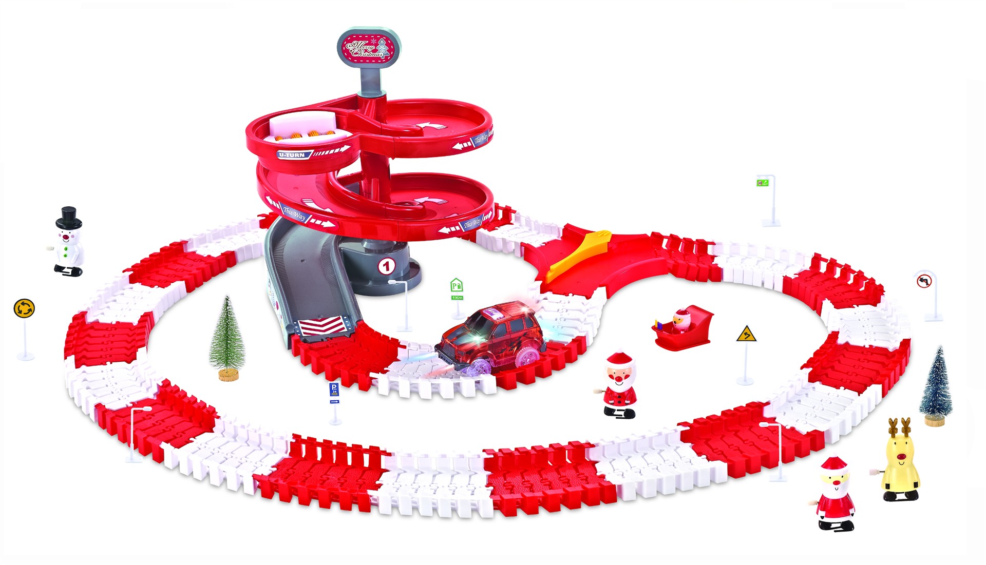 Amewi Magic Traxx Weihnachts Strecke 168-teilig mit LED-Fahrzeug 100664