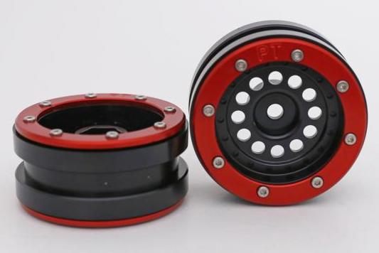 Metsafil Beadlock Wheels PT-Bullet Schwarz/Rot 1.9 (2 St.)  MT0020BR