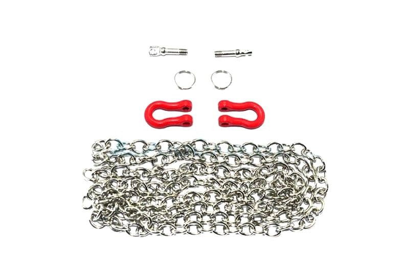 GPM Metall D-Ringe rot mit Kette silber Traxxas Traxxas4 & 6