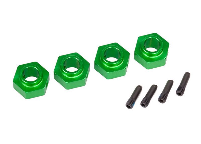 Traxxas 8269G Radmitnehmer 12mm Hex, 6061-T6 Alu grün (4) + Schraub-Pin (4 - Abbildung 1