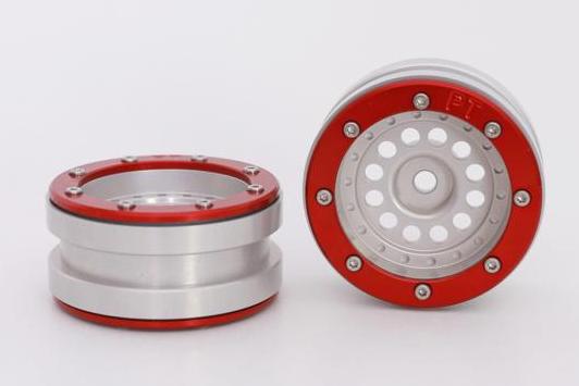 Metsafil Beadlock Wheels PT-Bullet Silber/Rot 1.9 (2 St.)  MT0020SR