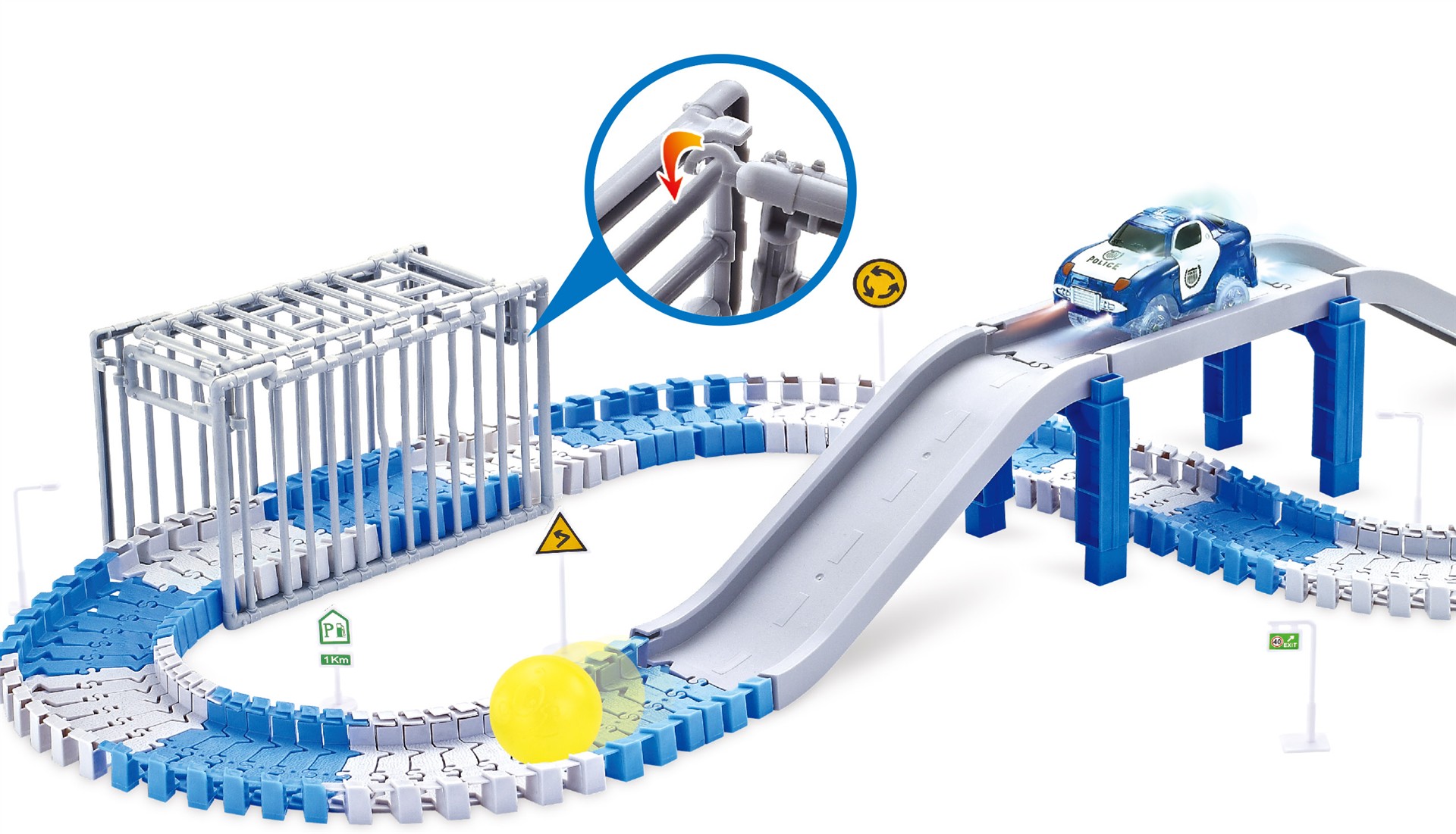 Amewi Magic Traxx Polizei Strecke 139-teilig mit Polizeifahrzeug 100663