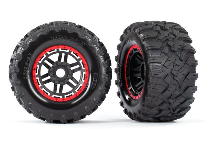 Traxxas Reifen auf Felge montiert Felge schwarz/rot Maxx All-Terrain 8972R