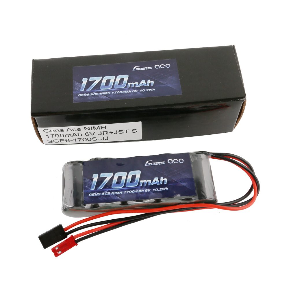 Gens ace Akku Rx NiMh 6.0V-1700Mah (Dual JR-JST) 125g - Straight GE6-1700S-JJ - Abbildung 1