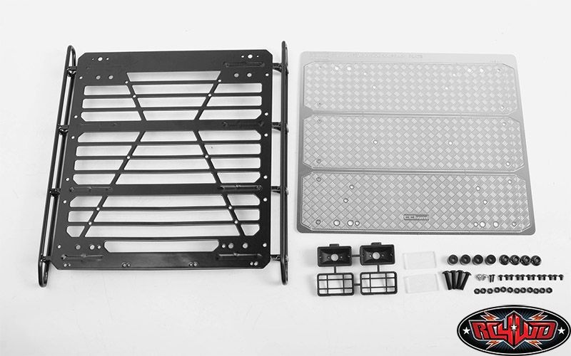 RC4WD Command Roof Rack w/ Diamond Plate & 2x Square Lights VVV-C1003