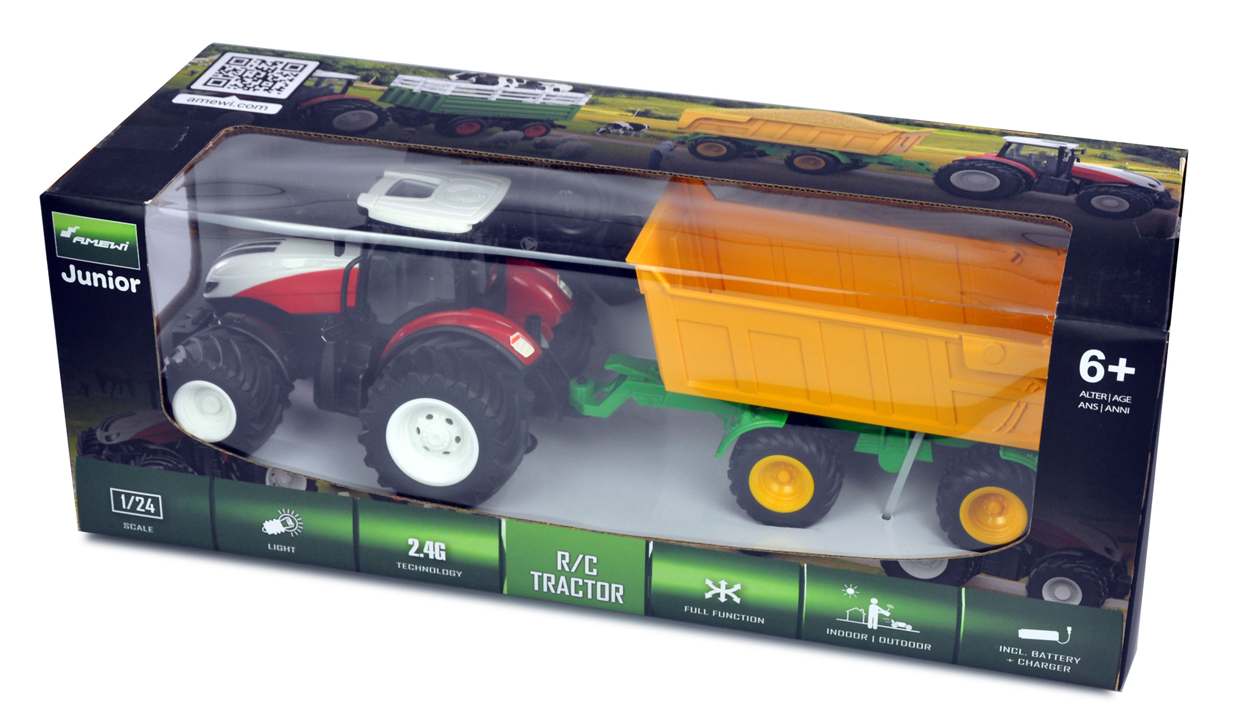 Amewi RC Traktor mit Kippanhänger 1:24 RTR 22600