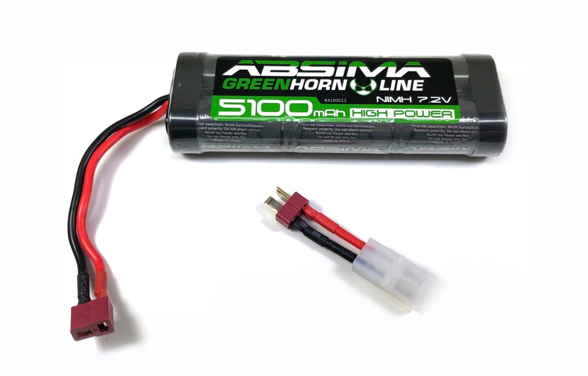 Absima Greenhorn NiMH Stick Pack 7.2V 5100mAh (T-Plug + Tamiya Adapter) 4100013